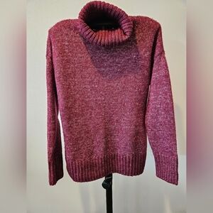 BANANA REPUBLIC WINE & PINK OVERSIZED AMAZINGLY SOFT TURTLENECK SWEATER SIZE S